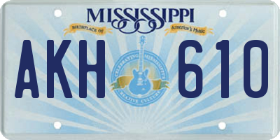 MS license plate AKH610