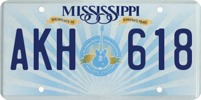 MS license plate AKH618