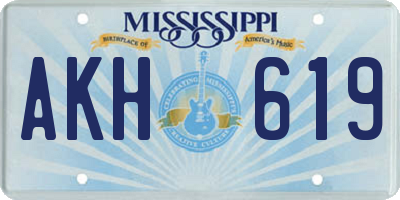 MS license plate AKH619