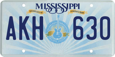 MS license plate AKH630