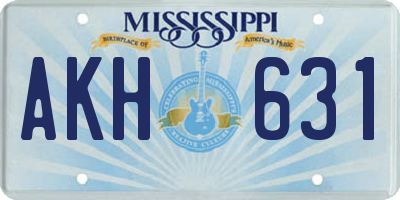 MS license plate AKH631