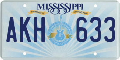 MS license plate AKH633