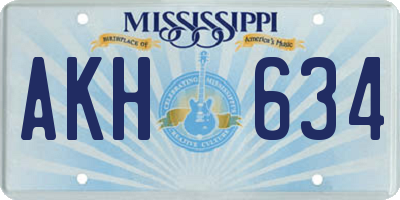MS license plate AKH634