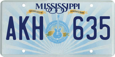 MS license plate AKH635
