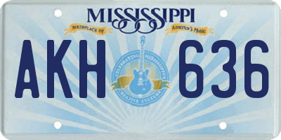 MS license plate AKH636