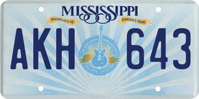 MS license plate AKH643