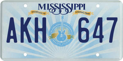 MS license plate AKH647
