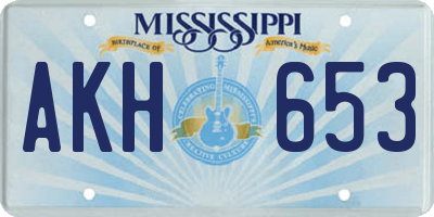 MS license plate AKH653