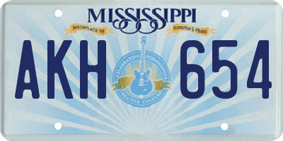 MS license plate AKH654