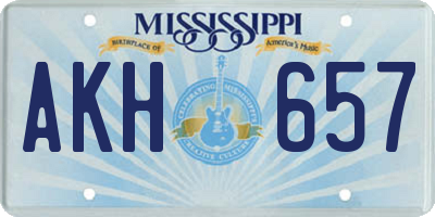 MS license plate AKH657