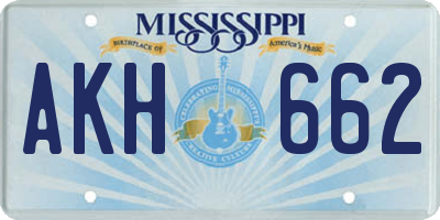 MS license plate AKH662