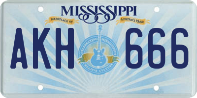 MS license plate AKH666