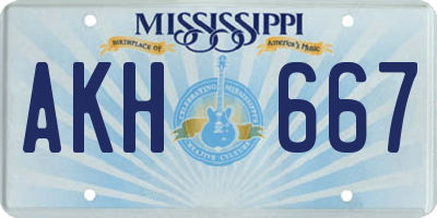 MS license plate AKH667