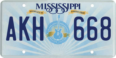 MS license plate AKH668