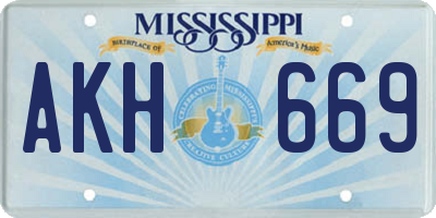 MS license plate AKH669