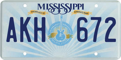 MS license plate AKH672
