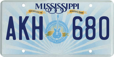 MS license plate AKH680