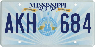MS license plate AKH684