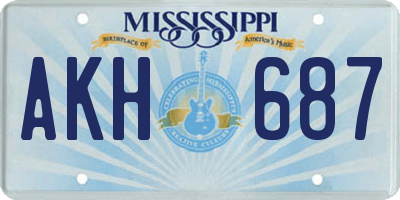 MS license plate AKH687