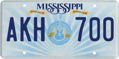 MS license plate AKH700