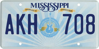 MS license plate AKH708