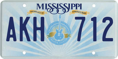 MS license plate AKH712