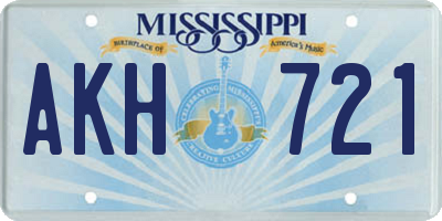 MS license plate AKH721