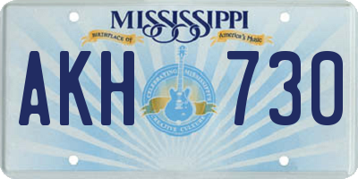 MS license plate AKH730