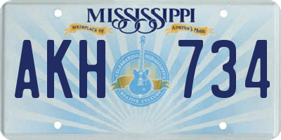 MS license plate AKH734