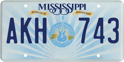 MS license plate AKH743