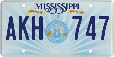 MS license plate AKH747