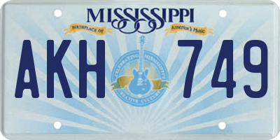 MS license plate AKH749