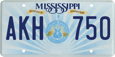 MS license plate AKH750