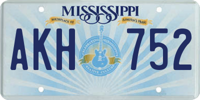 MS license plate AKH752