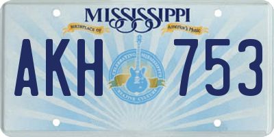 MS license plate AKH753