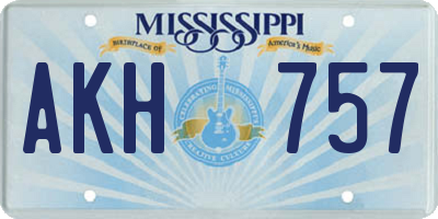 MS license plate AKH757