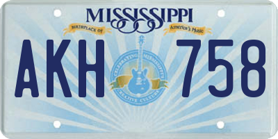 MS license plate AKH758