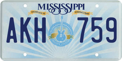 MS license plate AKH759