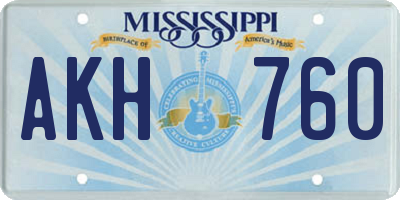 MS license plate AKH760