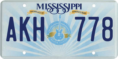 MS license plate AKH778