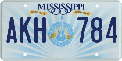 MS license plate AKH784