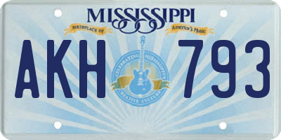 MS license plate AKH793