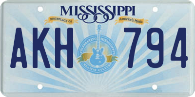 MS license plate AKH794