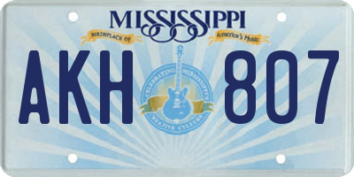MS license plate AKH807