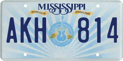 MS license plate AKH814