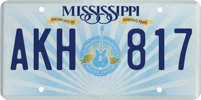 MS license plate AKH817