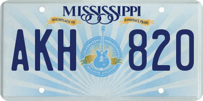 MS license plate AKH820