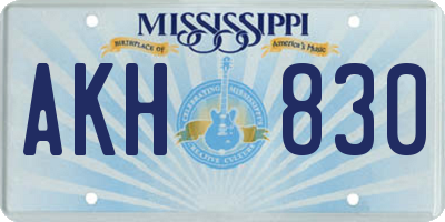 MS license plate AKH830