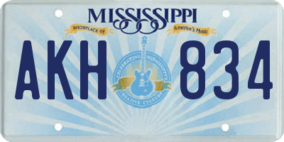 MS license plate AKH834