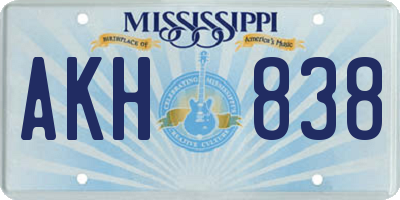 MS license plate AKH838